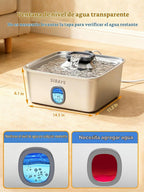 SIBAYS Fuente de agua grande para perros de 4 galones/15L, fuente de acero inoxidable para mascotas con ventana de agua y luz LED, dispensador automático ultra silencioso para perros grandes y múltiples mascotas, fácil de limpiar FS76