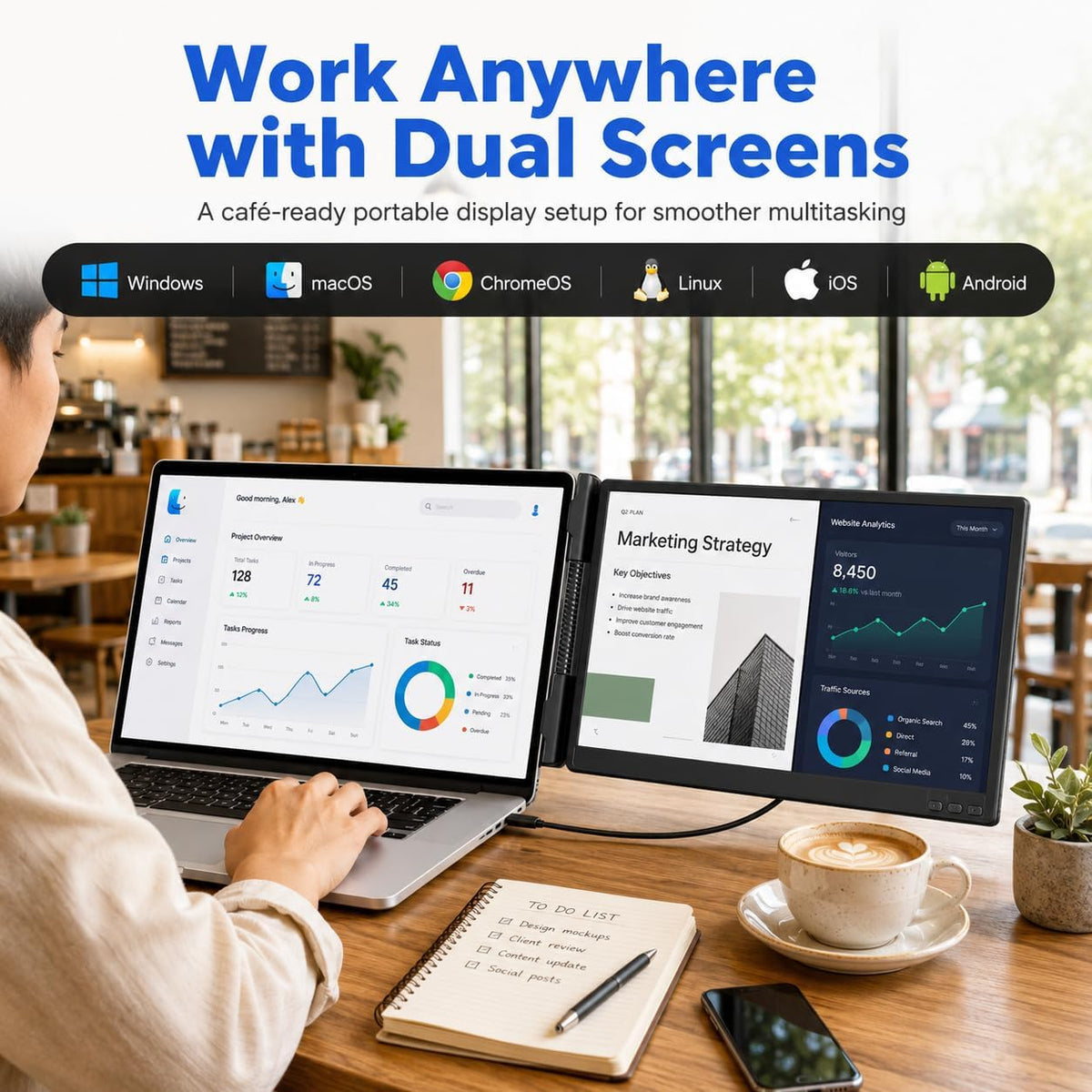 Extensor de pantalla para laptop, monitor portátil ultraportátil y...