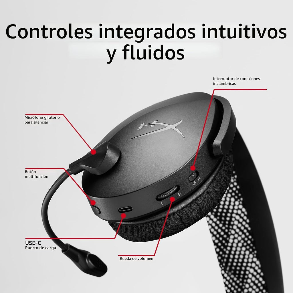 HyperX Cloud Jet - Auriculares inalámbricos duales para juegos, dongle de 2.4 GHz, Bluetooth 5.3, PC, PS5, móvil, USB-A - Negro