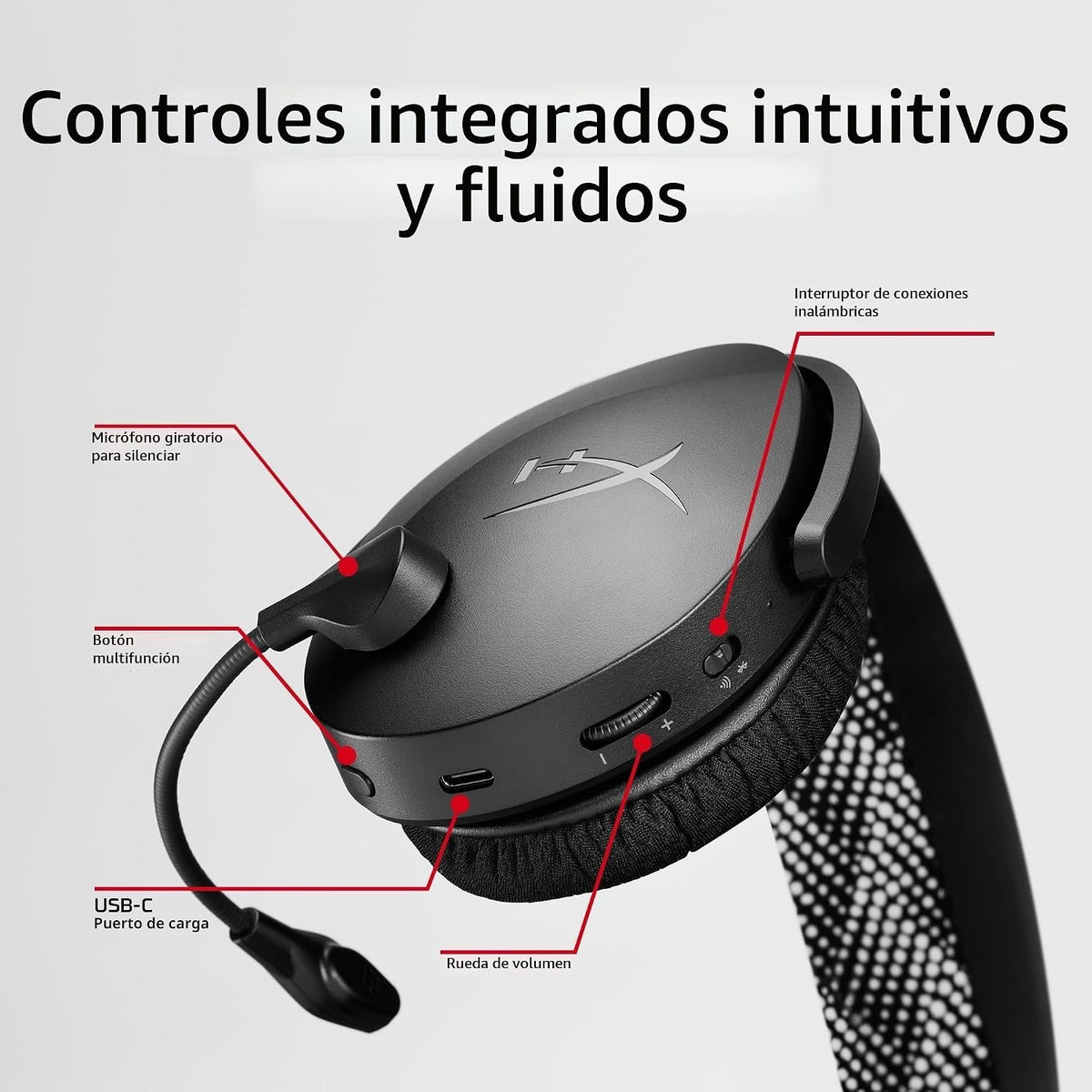 HyperX Cloud Jet - Auriculares inalámbricos duales para juegos, dongle de 2.4 GHz, Bluetooth 5.3, PC, PS5, móvil, USB-A - Negro