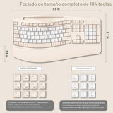Combo de teclado y mouse inalámbricos, teclas onduladas de tamaño c...