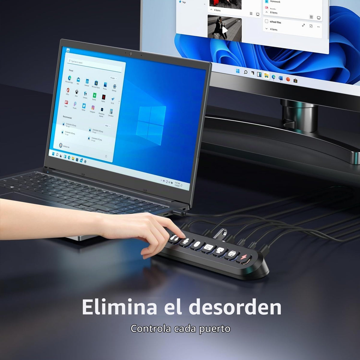 atolla, hub USB 6 de 7 puertos, alimentado