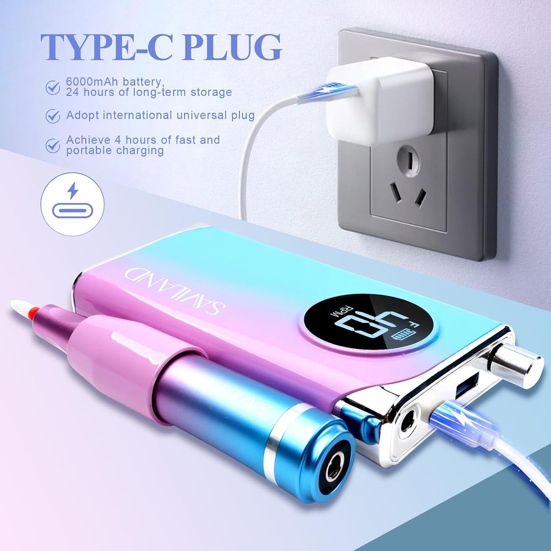 SAVILAND Taladro de uñas eléctrico: Taladro de uñas profesional de...