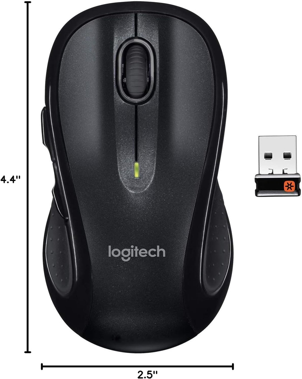 Logitech M510 Mouse inalámbrico de computadora - cómoda forma con recibidor USB, con botones atrás/adelante y movimiento de lado a lado, gris oscuro