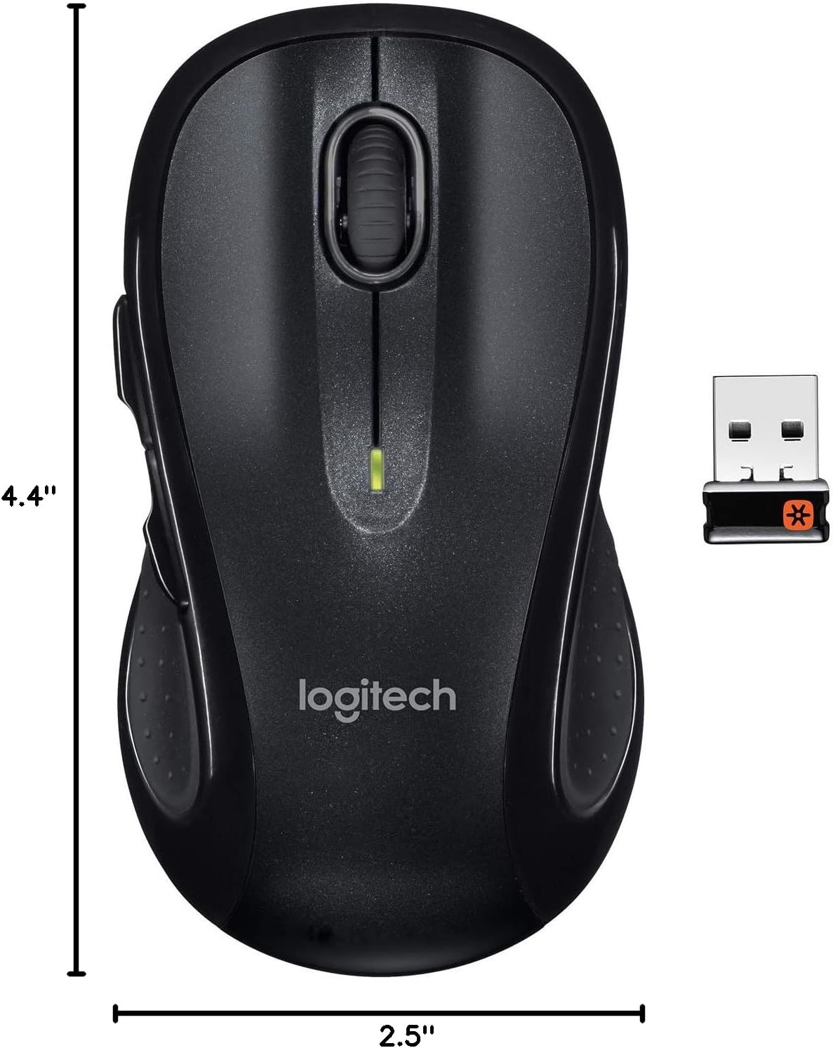 Logitech M510 Mouse inalámbrico de computadora - cómoda forma con recibidor USB, con botones atrás/adelante y movimiento de lado a lado, gris oscuro