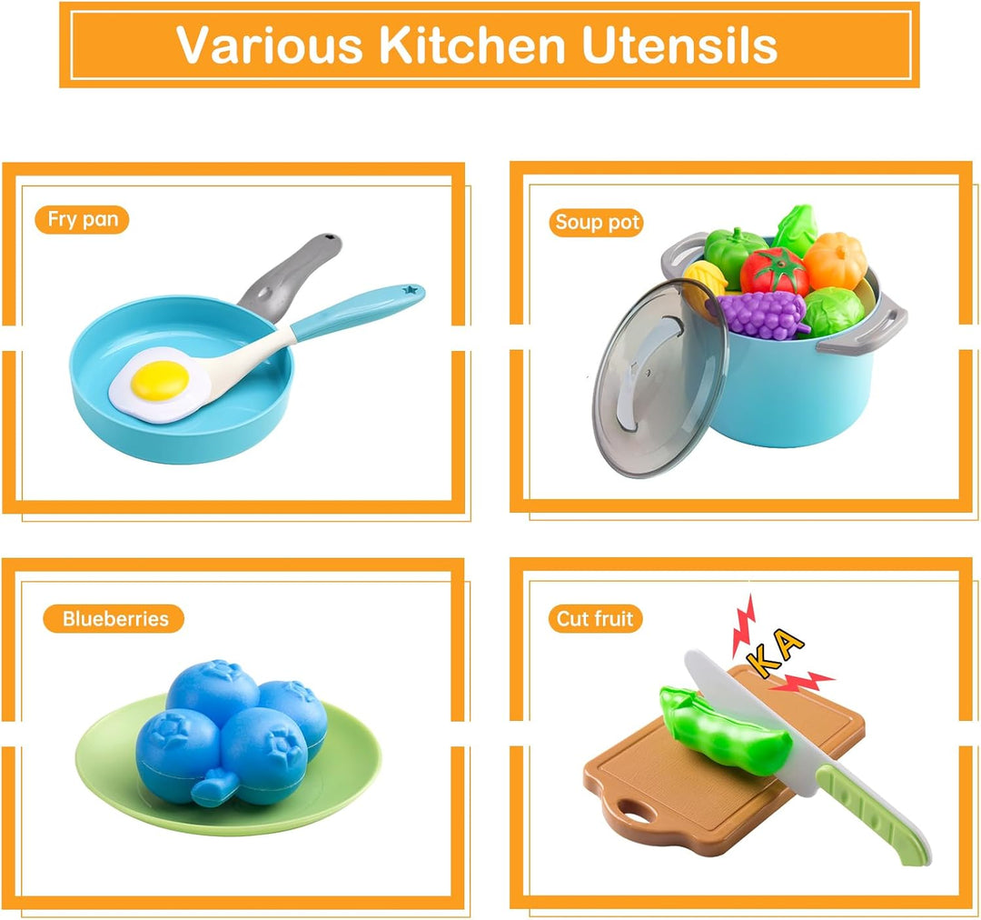 35 piezas de accesorios de juguete para cocina de niños, juego de c...