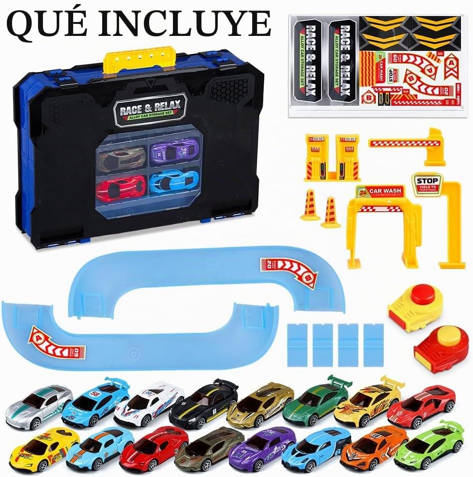 Juego de pistas de autos de carreras 32 en 1, autos de juguete