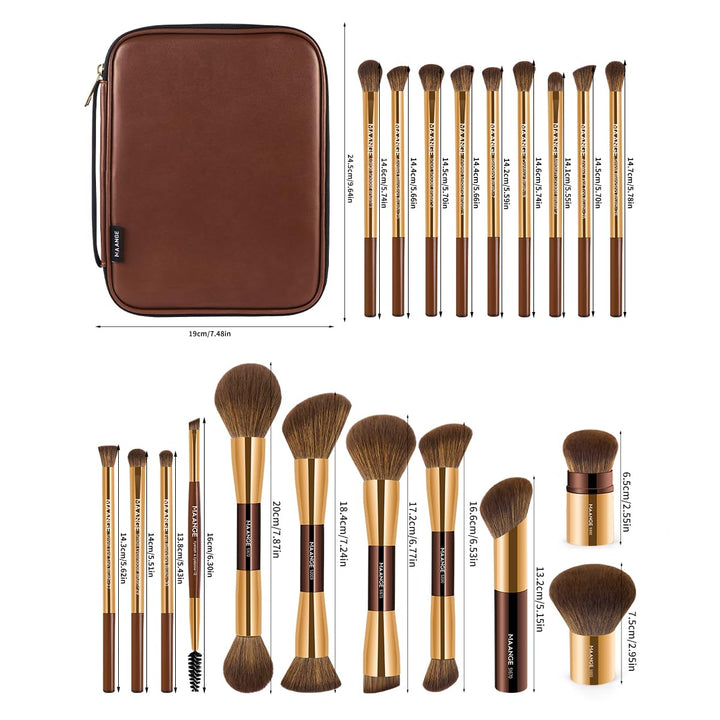 MAANGE Juego de 20 brochas de maquillaje, pinceles kabuki de doble...