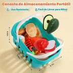 HOLYFUN 74PCS Accesorios de cocina para niños con comida de juego y cesta