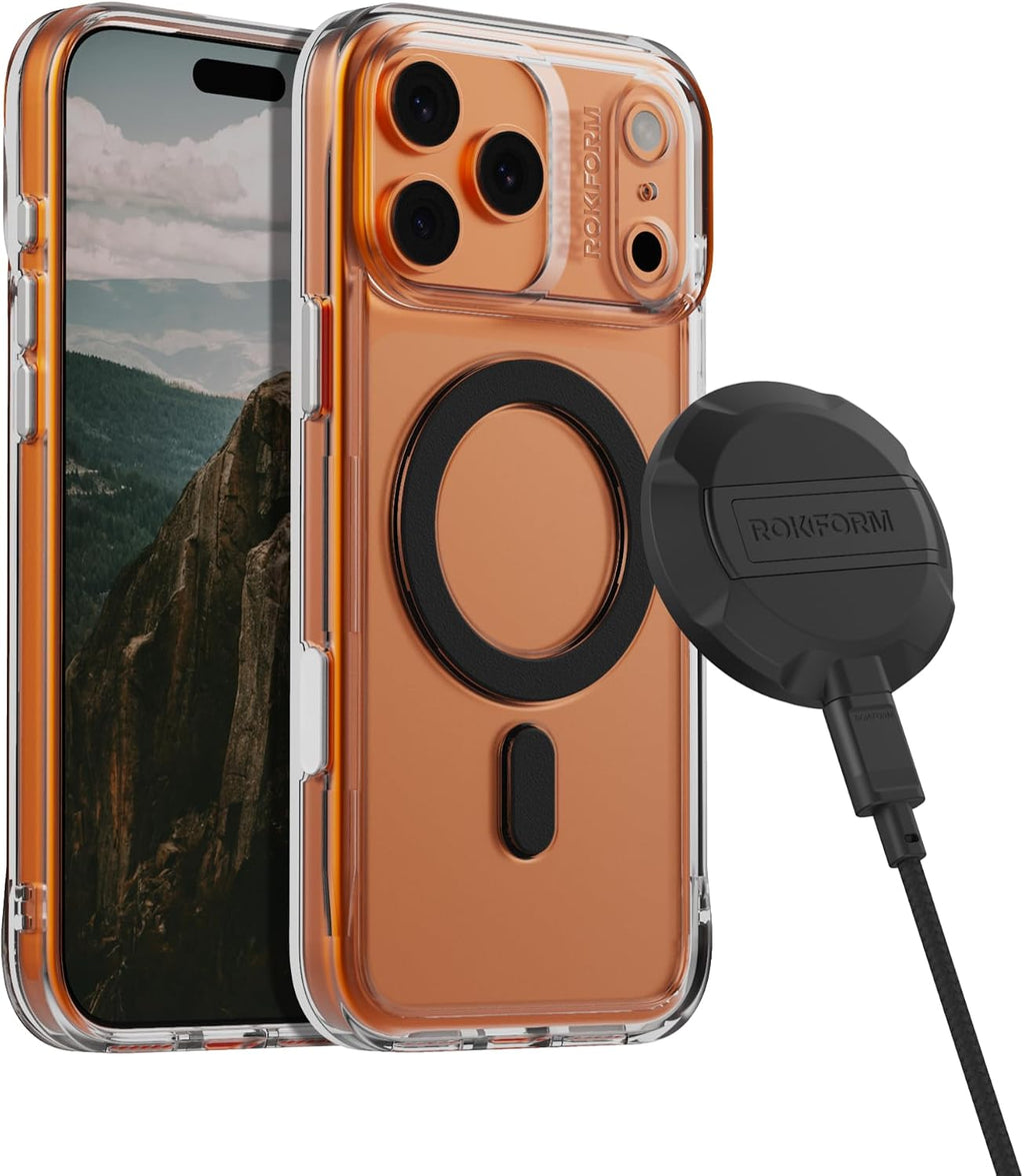 Rokform Funda delgada para iPhone 17 Pro Max + soporte de carga magnético
