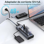 ACASIS, HS-710, hub USB 3.2 de 10 puertos, alimentado