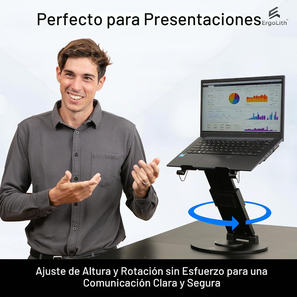 ErgoLith Soporte para computadora portátil 3 en 1 para escritorio,...