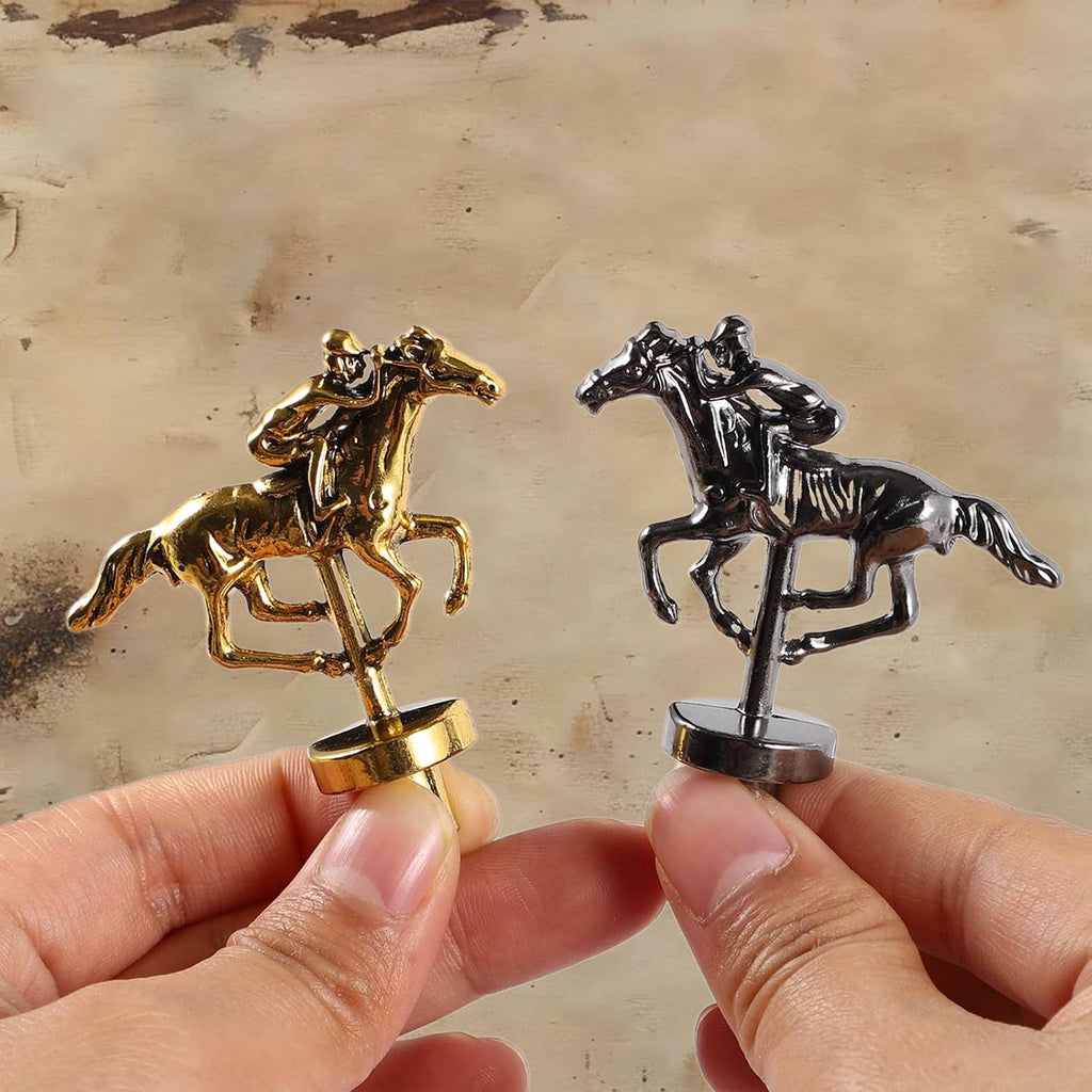 HOROW Juego de mesa de carreras de caballos, juego de cartas de carreras de caballos de madera maciza y juego de mesa de dados edición de lujo con 11 caballos de metal, 100 fichas de póquer, 2 dados y 2 cajas de cartas
