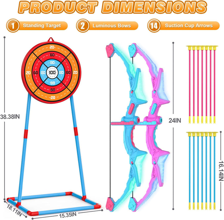 Ocditikl Juego de 2 arcos y flechas para niños, juego de tiro con a...