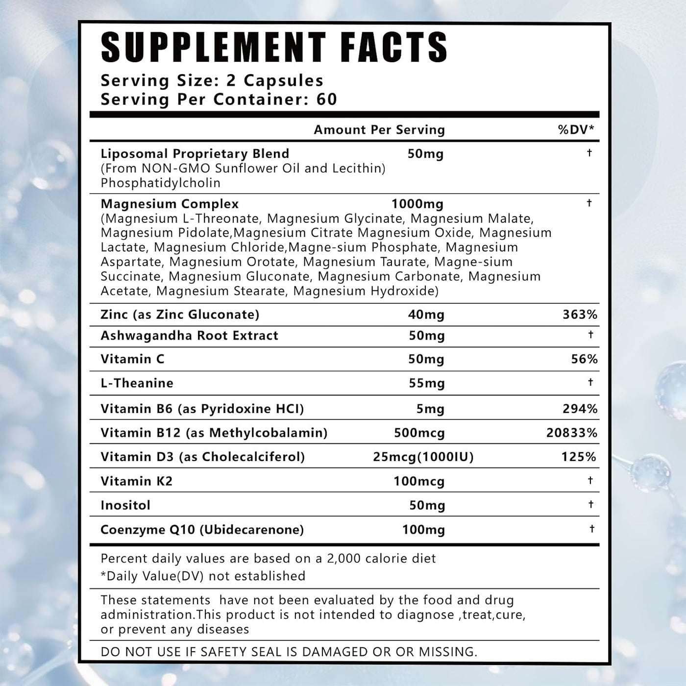 Complejo de magnesio 19 en 1 1000 mg \u2013 L-treonato, glicinato,...