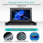 MT-VIKI Consola KVM para rack de 15,6 pulgadas con monitor/teclado/panel