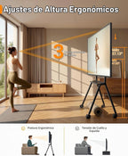 Lámpara Perlegear Soporte de TV rodante para televisores de 42 a 90 pulgadas de hasta 220 libras, soporte de TV resistente de cuatro patas con ruedas bloqueables, carrito de TV móvil de altura ajustable para