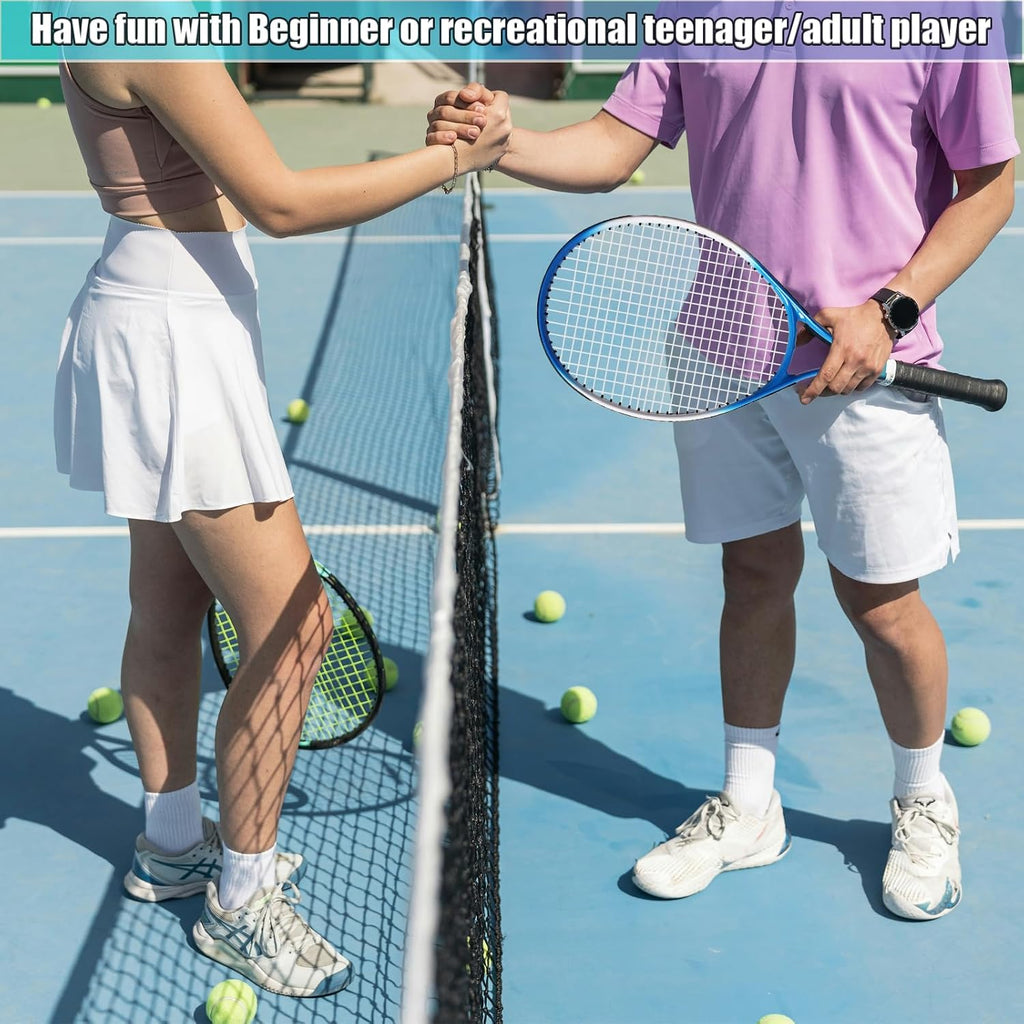 Juego de raquetas de tenis para adultos, 2 jugadores para adultos, juego de raquetas de tenis recreativas para principiantes y profesionales con 4 pelotas de tenis, 3 sobreagarres, 1 bolsa de