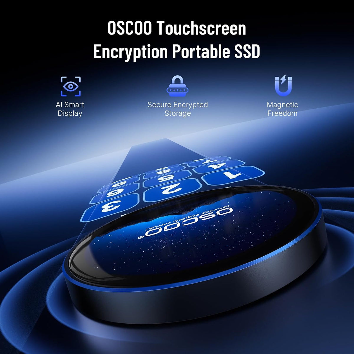 Disco duro externo SSD cifrado con pantalla táctil de 1 TB, hasta