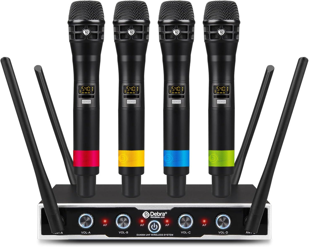 D Debra Sistema de Micrófono Inalámbrico de Audio Pro DU4004 UHF 4...