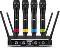 D Debra Sistema de Micrófono Inalámbrico Audio Pro DU4004 UHF 4 * 16 Canales Ajustables, 4 De mano