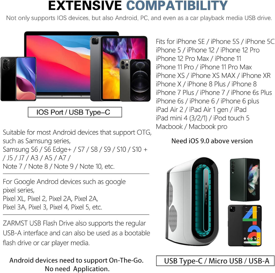 Unidad de pulgar para iPhone 512GB, Memoria Stick USB Tipo C 4 en 1...