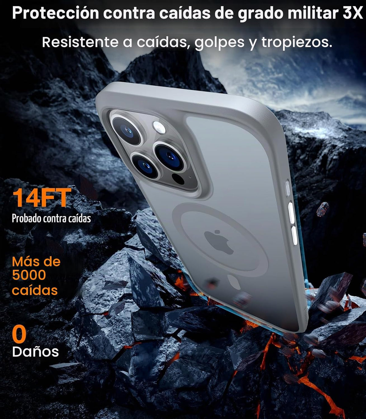 TORRAS Funda magnética a prueba de golpes para iPhone 15 Pro, grado mil