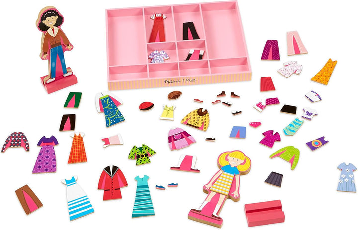 Melissa &amp; Doug Abby and Emma - Juego de muñecas magnéticas de m...