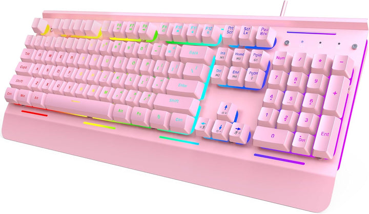 TECKNET Teclado para juegos, teclado de computadora USB con cable,...