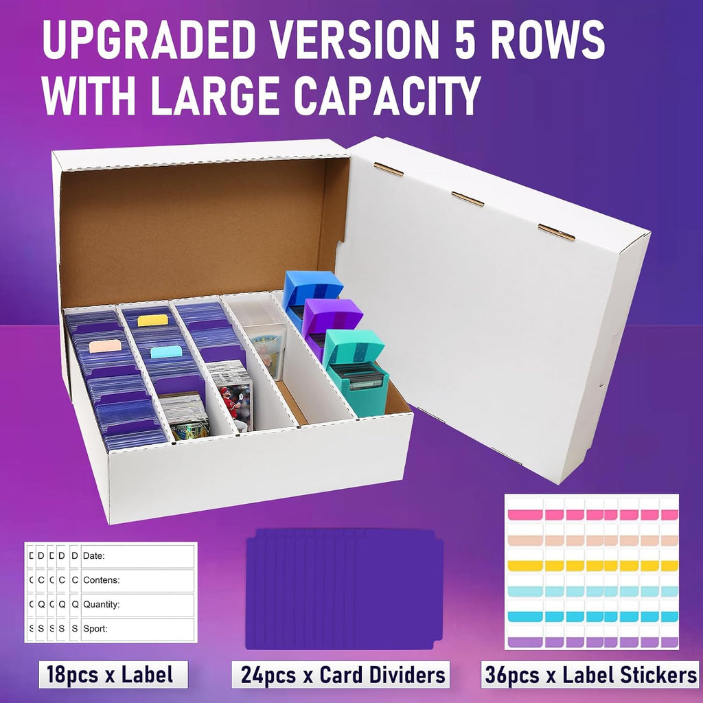 Caja de almacenamiento de 5 filas – Monster Box con capacidad para 3950 tarjetas para organización, adecuada para deportes y tarjetas coleccionables (paquete de 3 – grande)