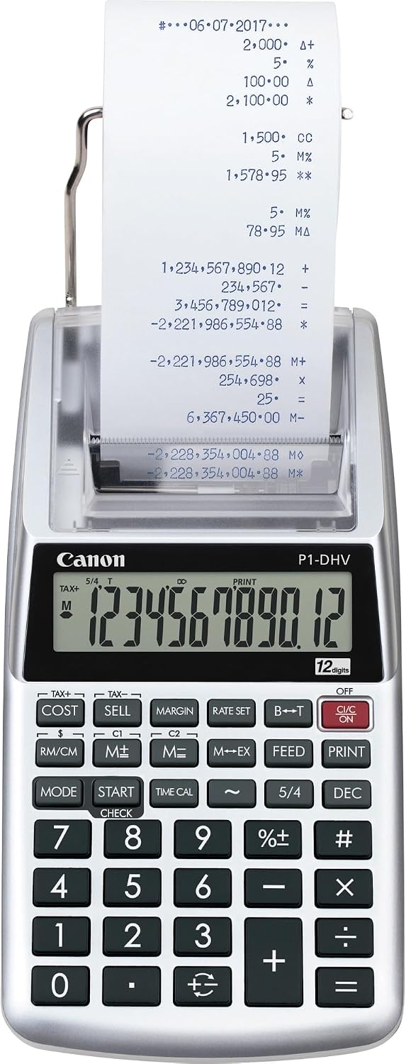 Canon P1-DHV-3 Calculadora de Impresión de Escritorio, Plata (2203C001)