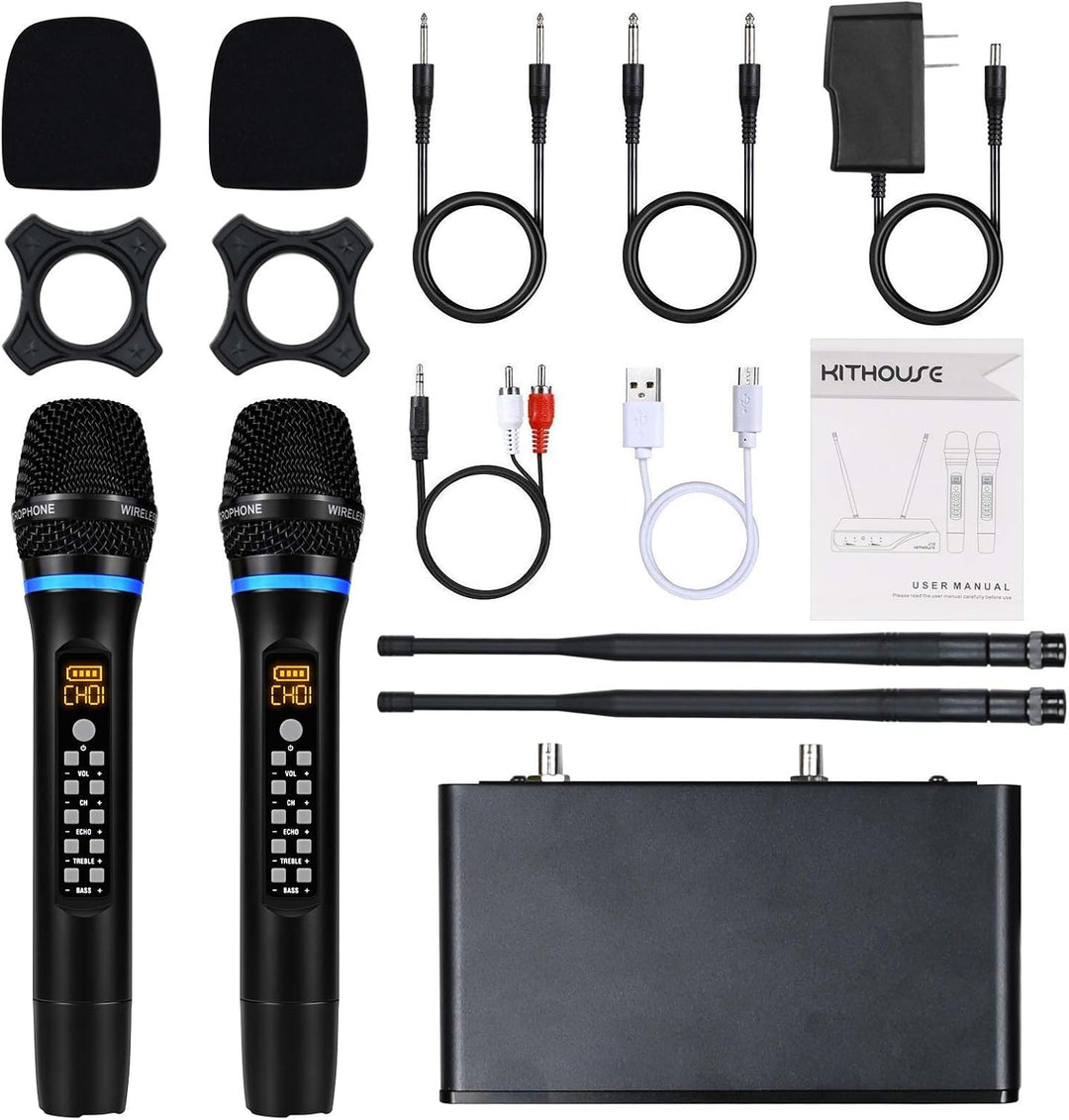 KITHOUSE Micrófono inalámbrico J10 Sistema de karaoke recargable, m...