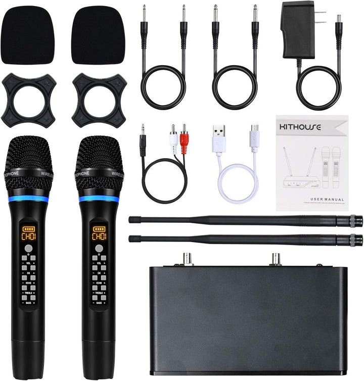 KITHOUSE Micrófono inalámbrico J10 Sistema de karaoke recargable, m...