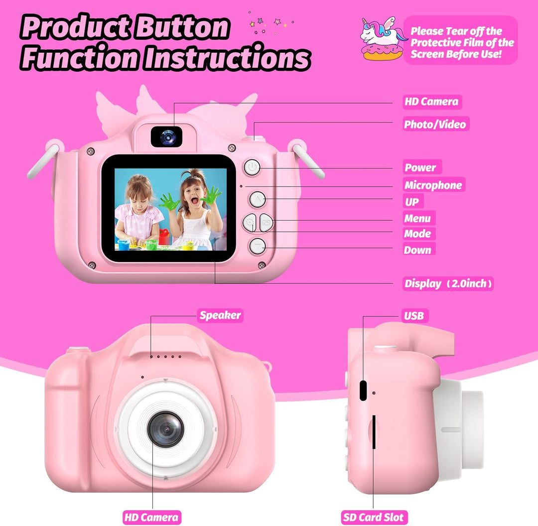 Cámara mejorada para niños y niñas, cámara digital para selfie con...