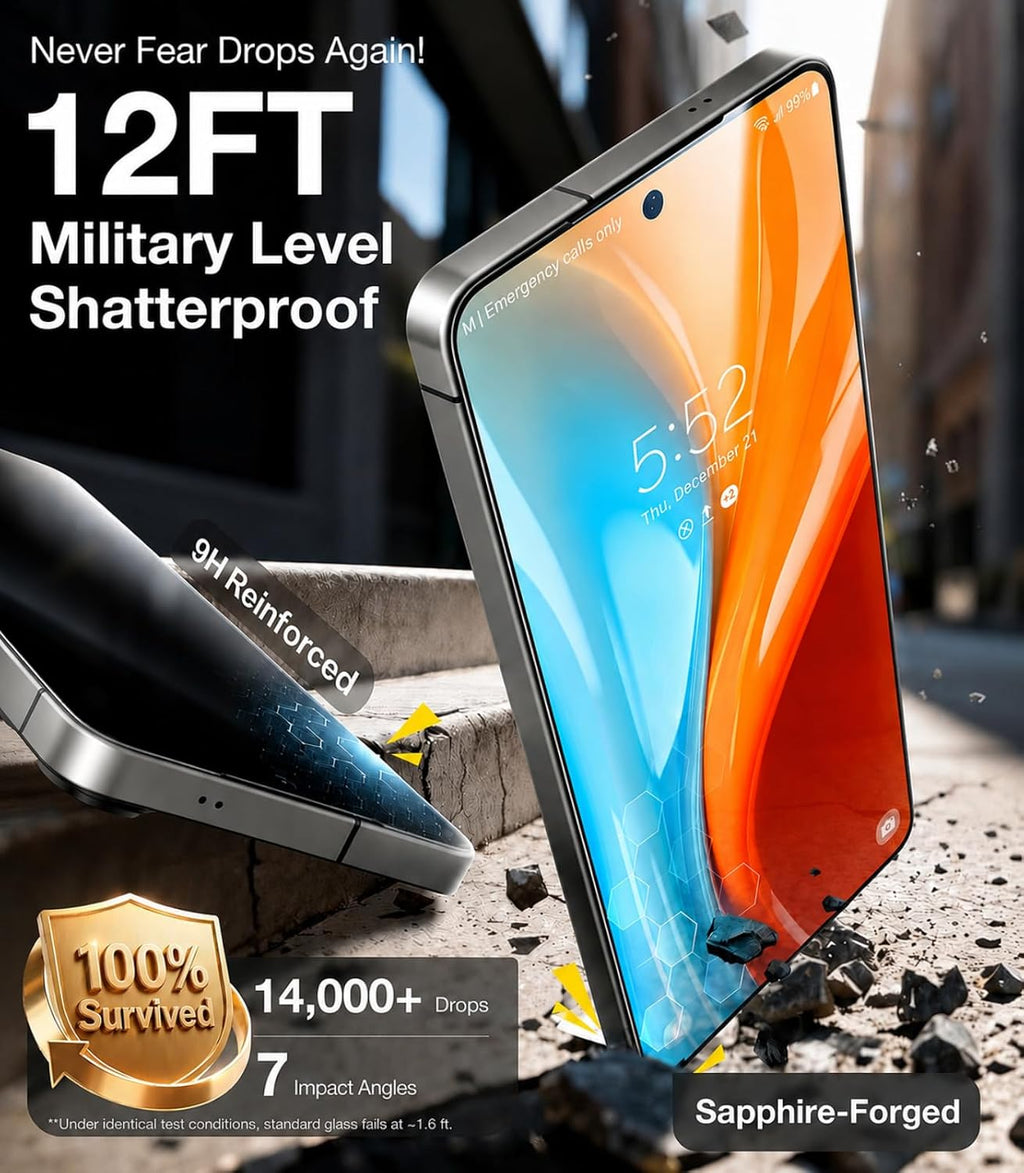 UltraGlass Unbreak - Protector de pantalla 9H+ Glass para Samsung Galaxy S25 Ultra [grado militar, inastillable y más duradero] Protector de pantalla Galaxy S25 Ultra templado de cobertura completa