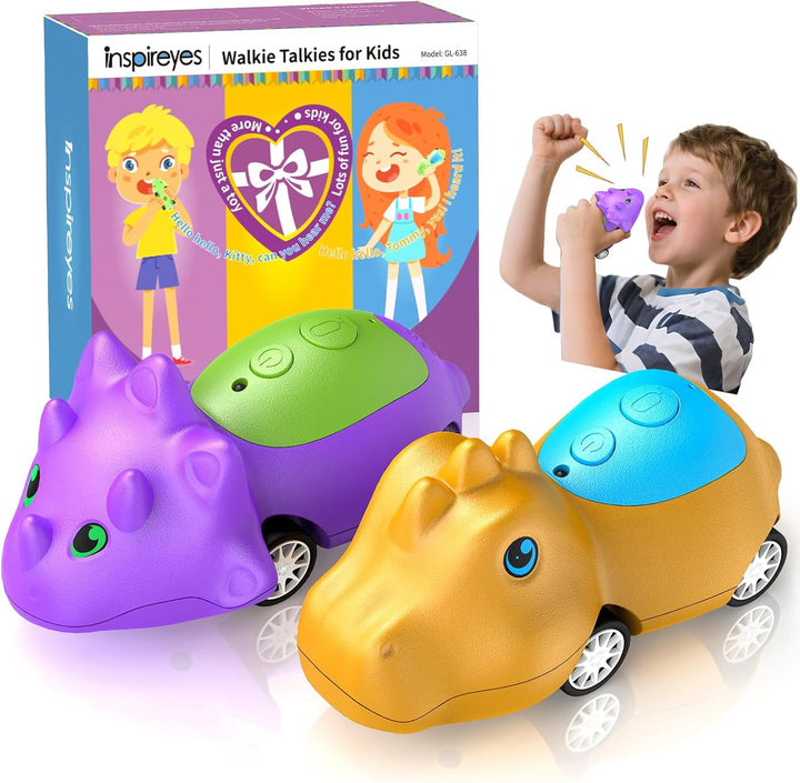 Inspireyes Walkie Talkies para niños, autos de juguete de dinosauri...