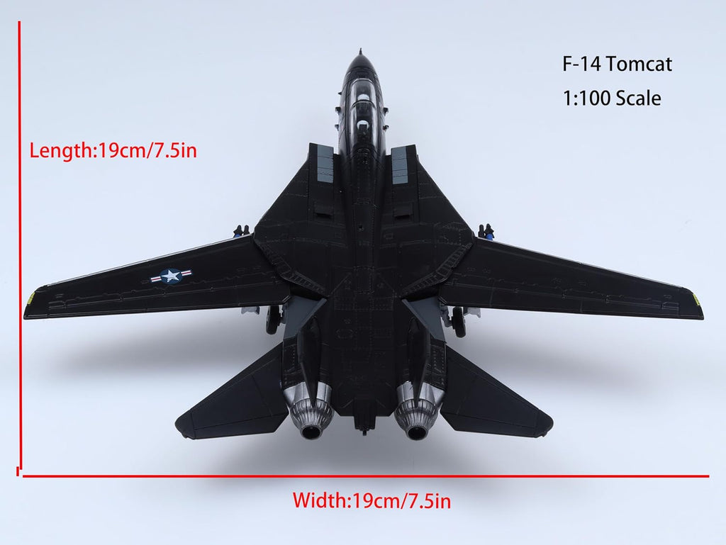 Grumman F-14 Tomcat VX-4 Modelo fundido a presión – 1/100 US Navy Fighter Jet, modelo de exhibición de metal preconstruido con soporte, regalo coleccionable para fanáticos de la aviación militar