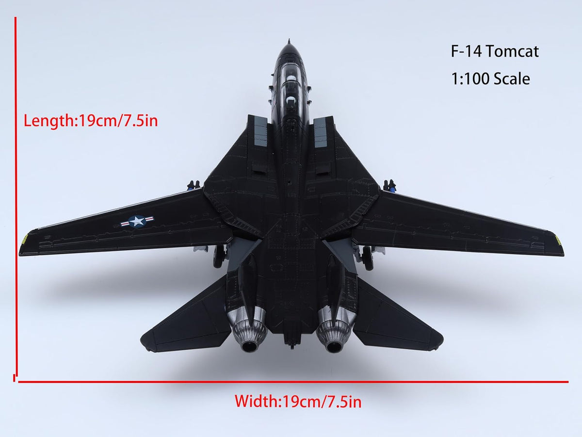 Grumman F-14 Tomcat VX-4 Modelo fundido a presión – 1/100 US Navy Fighter Jet, modelo de exhibición de metal preconstruido con soporte, regalo coleccionable para fanáticos de la aviación militar