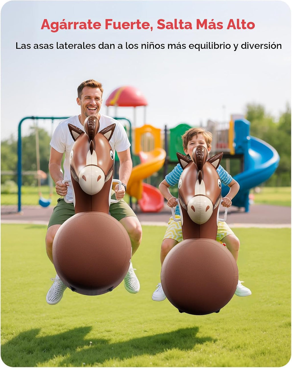 QPAU Juguete Inflable Saltador Caballo, Paquete de 2 con Bomba de Mano