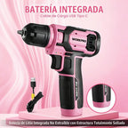 WORKPRO Juego de brocas de perforación rosa para taladro eléctrico para mujeres, juego de 8V