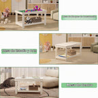 Mesa de actividades para niños con tablero y almacenamiento compatible con Lego, mesa de juego de madera para dibujar, bloques de construcción, lectura, regalos para niños y niñas