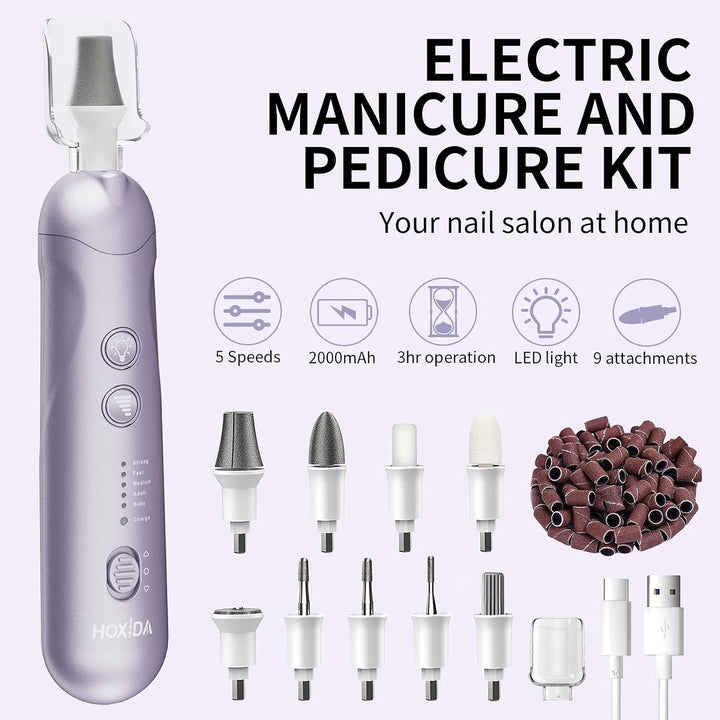 Kit profesional de manicura y pedicura, set de lima de uñas eléctri...