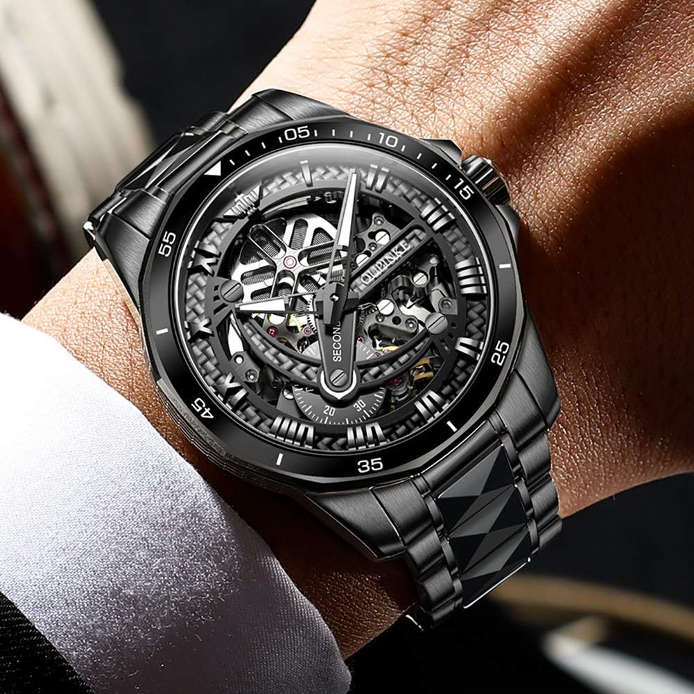 OLEVS Relojes de Lujo para Hombres, Gran Acero Inoxidable, Cuarzo Analógico, Resistente al Agua