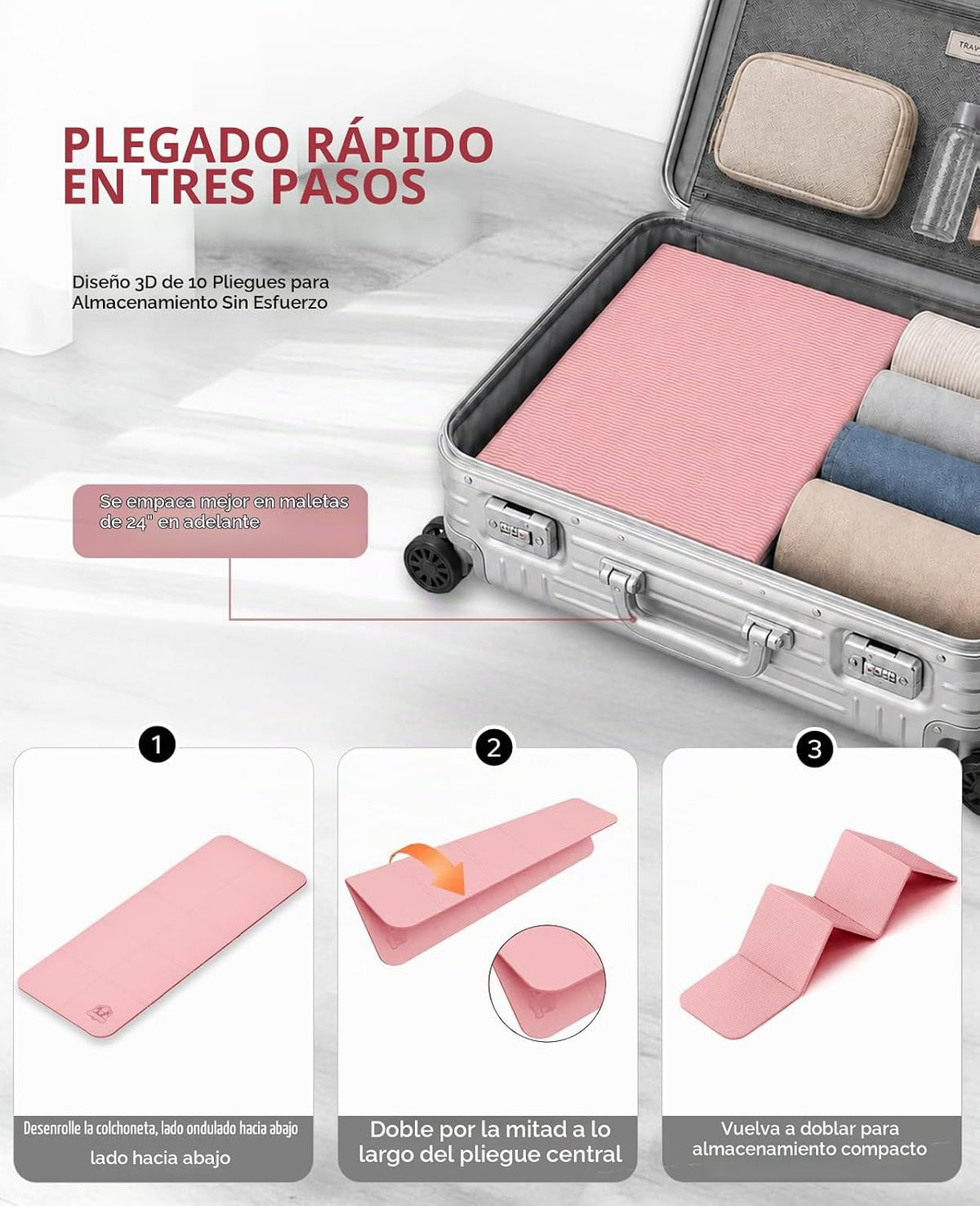 HAPBEAR Esterilla de yoga plegable de 72 x 24 x 0.24 pulgadas (0.236 in