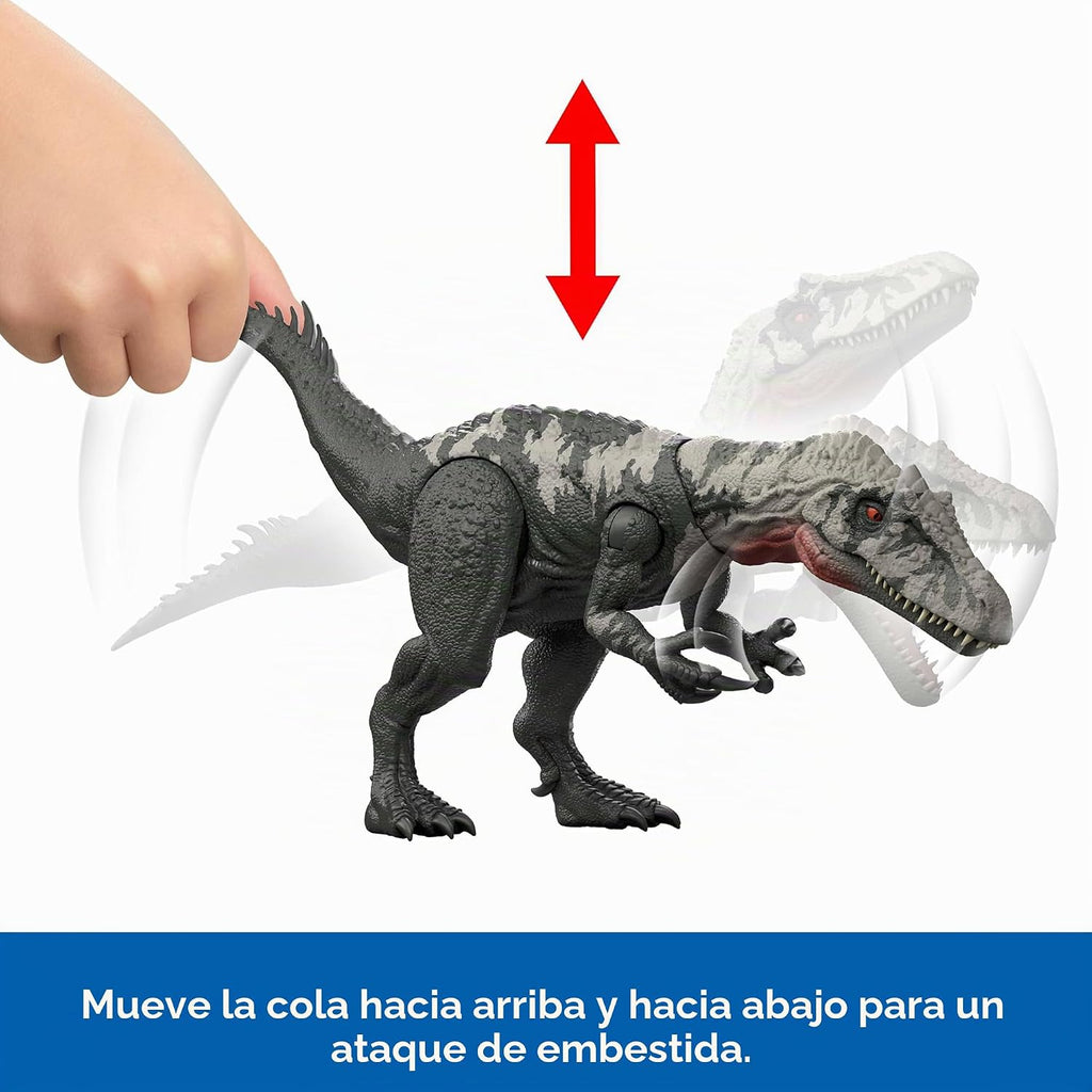 Mattel Jurassic World Rebirth Figura de Dinosaurio Gigantic Thrashers, Juguete de Especie Grande Chilantalsaurus, 2 Ataques Rampage, Juego Digital