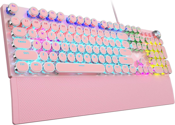 AULA F2088 Teclado mecánico estilo máquina de escribir, teclado ros...