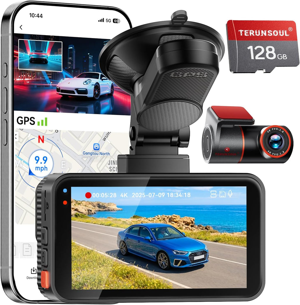Cámara de tablero 4K+4K, tarjeta gratuita de 128 GB, WiFi6 de 5.8