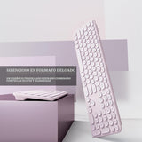 UBOTIE Combo de teclado y mouse inalámbricos, 110 teclas redondas r...