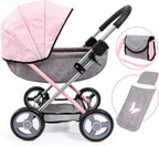 Bayer Set de Cochecito de Muñeca con Bolso - Carruaje Rosado para Muñecas de 18 Pulgadas