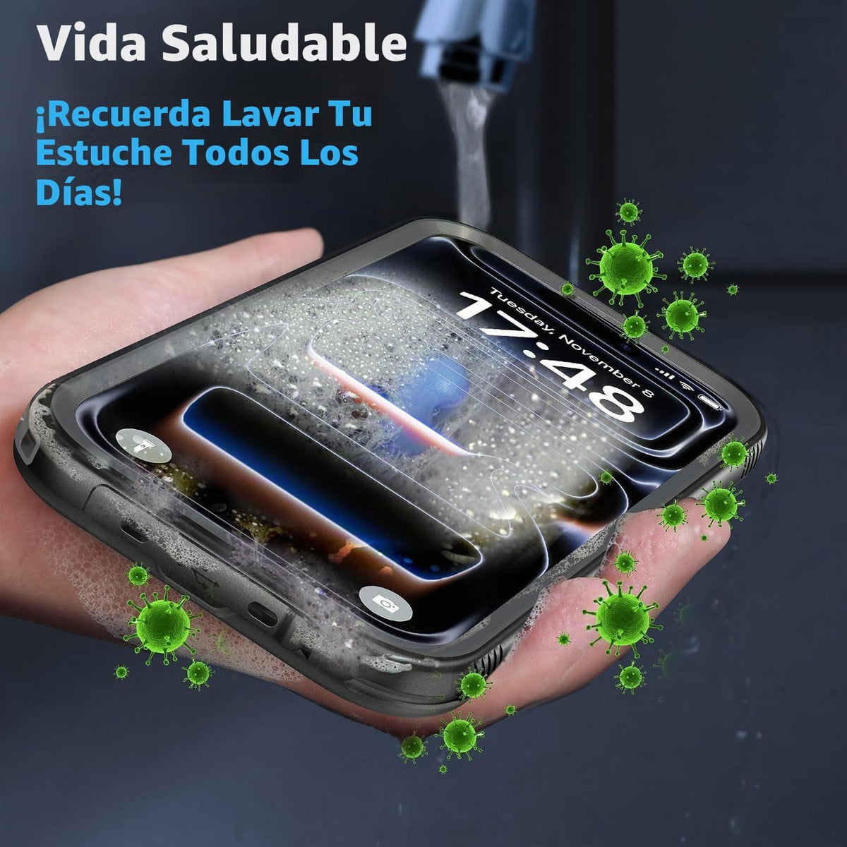 SPORTLINK - Funda impermeable para iPhone 18 Pro, 17 Pro, color negro